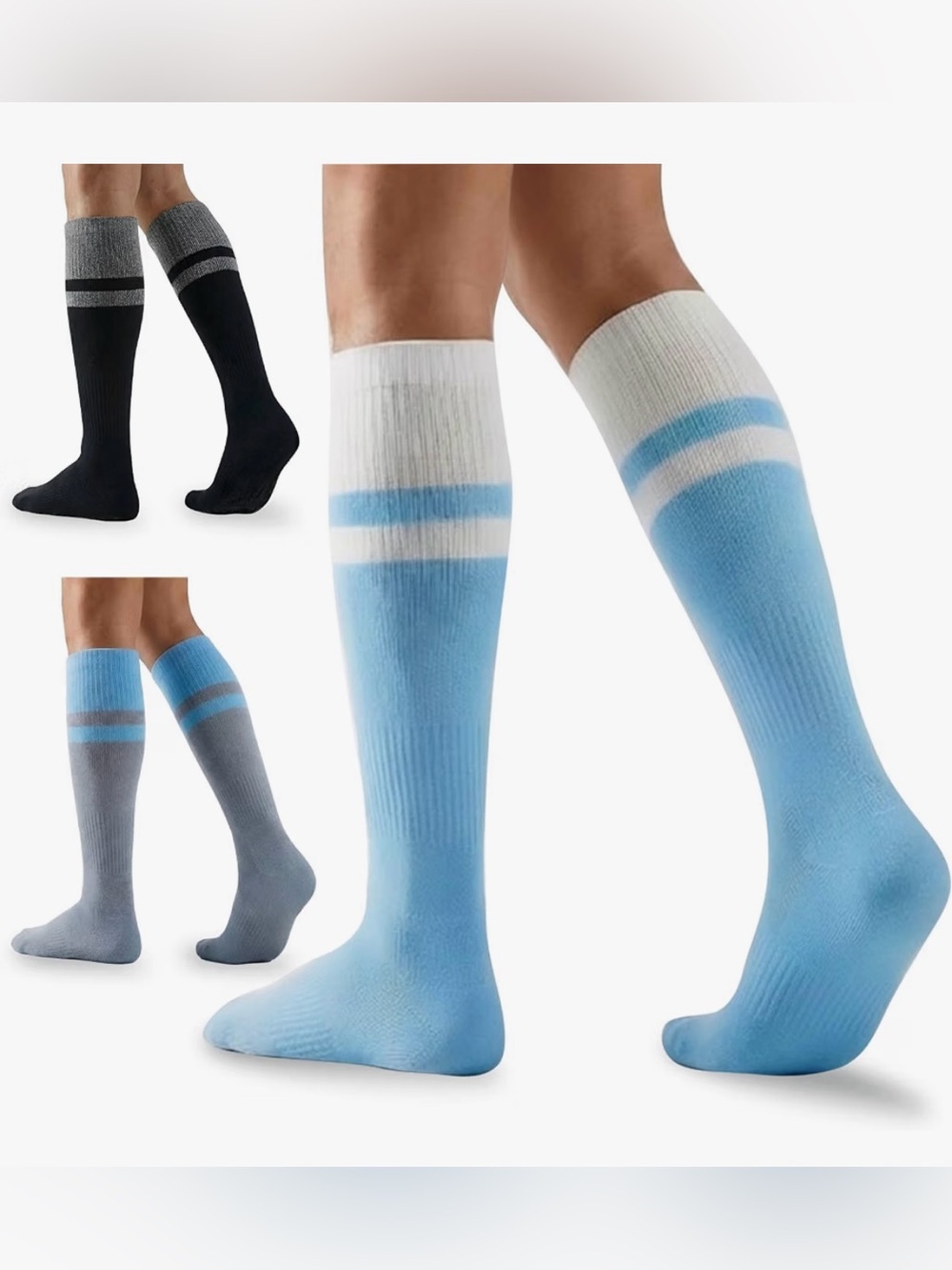 Bamboo Viscose Compression Socks - Knee-High Support, 3 Pairs, New